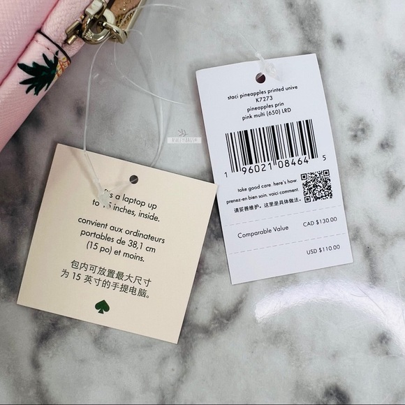 Kate Spade Staci Pineapple Printed Stars L-zip Universal Laptop Sleeve - Picture 5 of 5